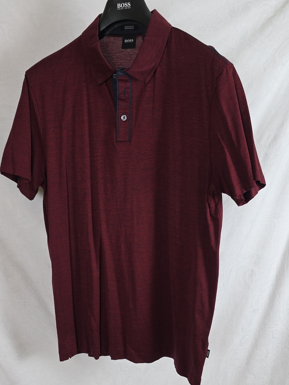 BOSS XL - L Hugo Boss Men's Burgundy Polo with Contrast Placket